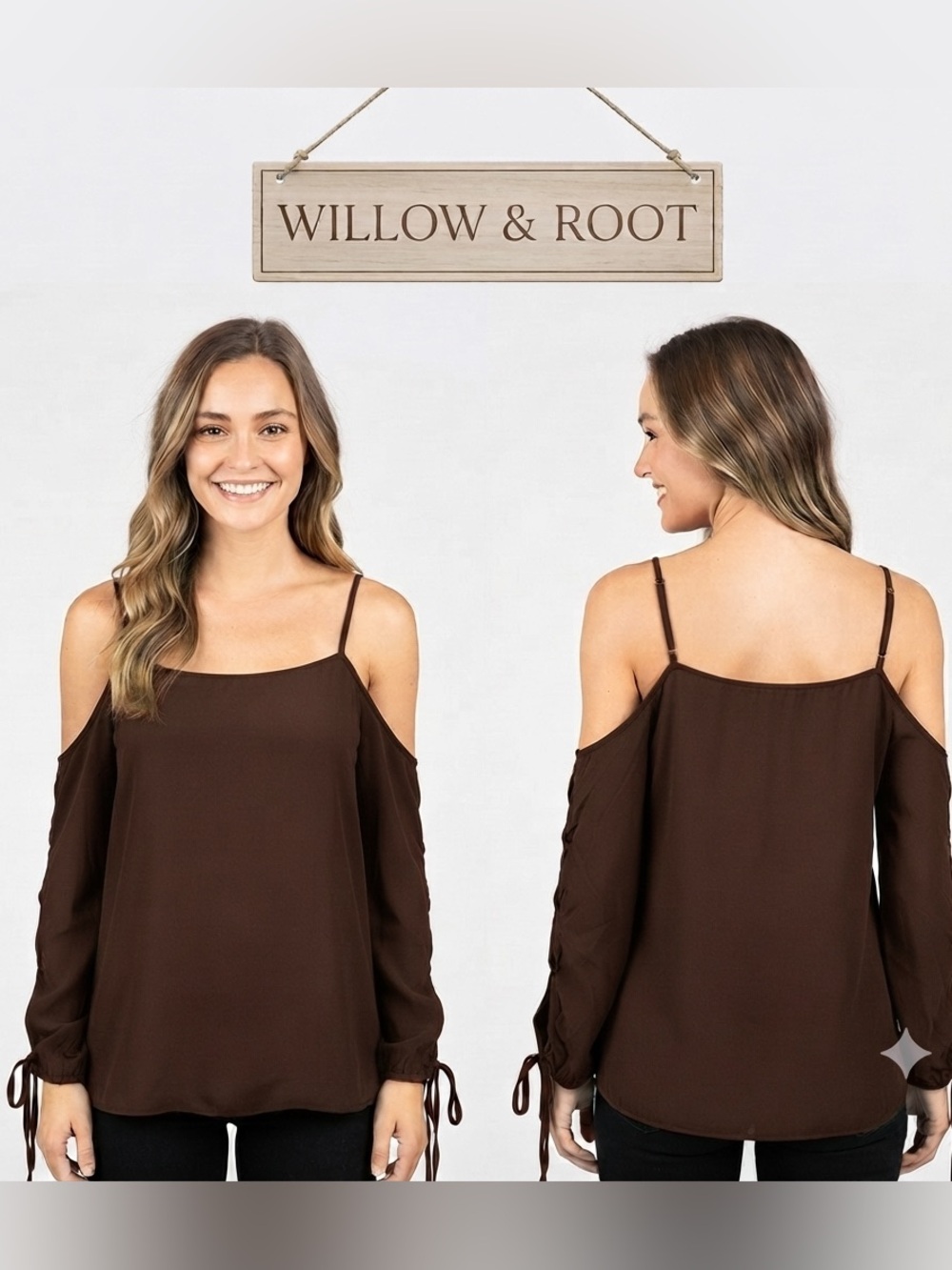 Willow & Root Long Sleeve Cold Shoulder Top NWT Small